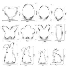 Ausstecher Ostern, Plätzchen Ausstecher Ostern, 12 Stück Ausstechformen Ostern Set, Keksausstecher Ostern für Backen, Hase, Karotte, Küken, Ei, Häschenkopf, Blume, Schmetterling