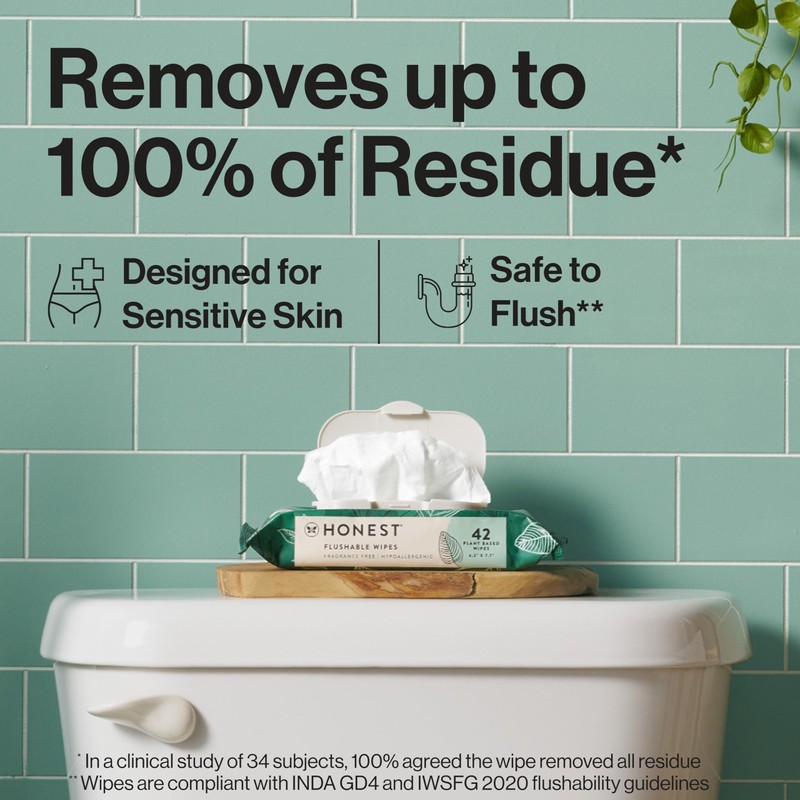 The Honest Company Hypoallergenic Flushable Wipes for Sensitive Skin, Tropical