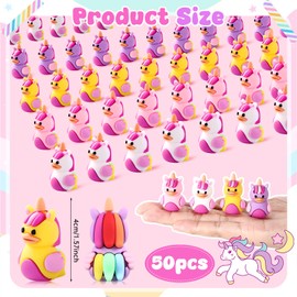 Gejoy 50 Pcs Unicorn Rubber Ducks Mini Rubber Ducks Bulk Small Unicorn Toys School Classroom Prize for Girls Boys Birthday Party Fillers Favors