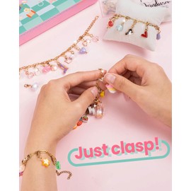 Deinduser Charm Bracelet Making Kit for Girls Just Clasp Birthday Gifts for Girls Toys Crafts for Teen Girls Ages 5 6 7 8 12 Jewelry Making