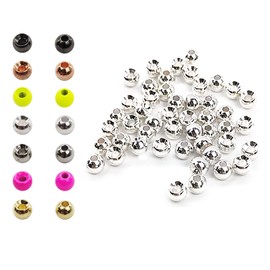 Think Fast Think Deep Aventik 50pc Tungsten Beads Round Ball Beads Fly Tying Materials 7 Colors / 5 Sizes Fly Fishing, Nymph Streamer (Silver, 2.0mm)