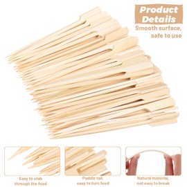 6Inch Bamboo Skewers for Appetizers,100Pcs Bamboo Paddle Picks,Wooden Appetizer Skewers for Fruit Kabobs,Wide Flat Paddle Bamboo Wood Picks for Cocktail,Barbecue Snacks,Fondue,Marshmallow