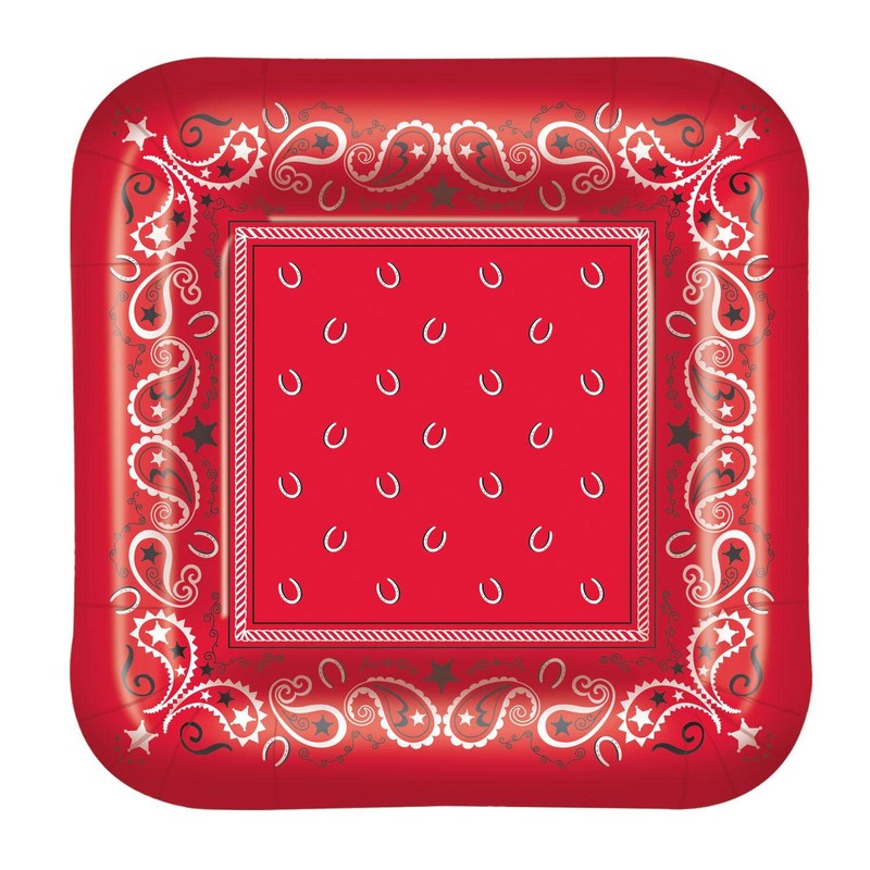 Beistle Bandana Plates, Red/Black/White