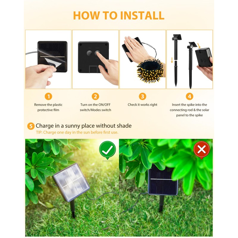 Brightown 2 Pack Solar String Lights for Outside, 92Ft 240