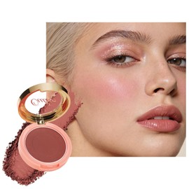 Oulac Polvo de maquillaje de rubor marrón ciruela, mezcla de rubor en crema de color rico, piel bronceada mate natural, vegano y libre de crueldad, 02 de mejilla a mejilla, 0.17 oz