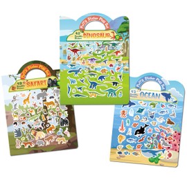 Reusable Sticker Book for Toddlers 2-4, Perfect Crafts Activity Essentials with 130+ Reusable Stickers for Kids 1-3, Road Trip Must Haves, Toys to Keep Toddler Busy Quiet on Airplane, Plane, Car