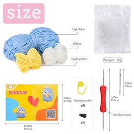 Crochet Kit for Beginners, Crochet Animal Kit, Crochet Starter Kit Knitting Kit with Crochet Hooks, Yarn, Step-by-Step Instructions Video, Crochet Set for Beginners Adults DIY Craft Art (Penguin)