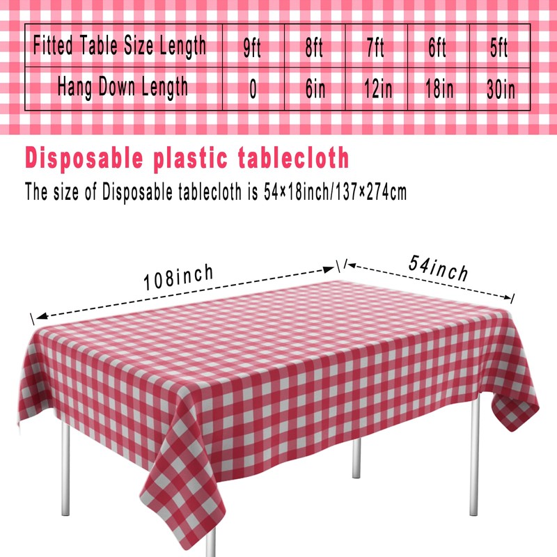 OLIVBIN 2 Pack Red Gingham Picnic Tablecloths - 54 *