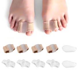 Pack of 10 Double Hole Toe Orthosis Set, Flexible Gel Bunion Corrector, Large Toe Gel Toe Separators, Soft Gel Toe Separators, Bunionette Corrector Pads for Bunion Pain Overlapping Toes