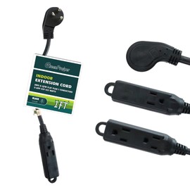 GreenProsper 1 Ft Flat Plug Extension Cord, 16 AWG 3 Prong Grounded Low Profile Extension Cable,3 Outlet Extension Wire for Indoor, Black