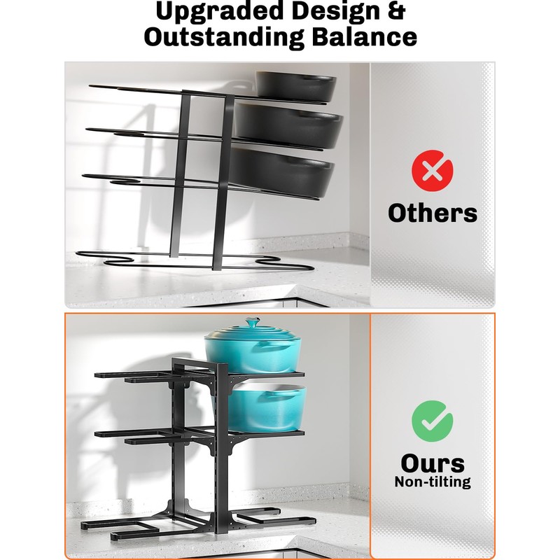 MUDEELA 6-Tier Pots and Pans Organizer under Cabinet, 13.78" Height