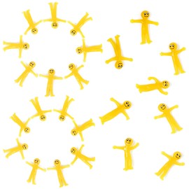 30P Sticky Flying Yellow Smiley Stretchy Men,Lucky Dip Prizes,Mr Stretchy Smile Men/Man Smiley Face Toy Fidget Toy Classroom Prizes Party Bag Fillers for Kids Pinata Party Favour Stocking Fillers