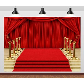 CORFOTO 8x6ft Red Carpet Curtain Backdrop Graduation Prom Large Red Carpet Event Photography Background Film Movie Stars Red Curtain Prom Party Dress Photo Background Studio Prop
