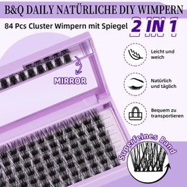 B&Q Eyelash Extensions, 84 Pieces, Z08 B&Q Individual Eyelashes, DIY Lash Clusters for Beginners, Reusable Eyelash Clusters for Eyelash Extension at Home, Lashes, Eyelash Extension (Z08, D-16 mm)