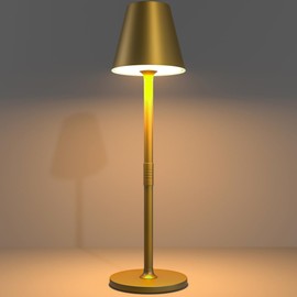Timjorman LED CordlessTable Lamp,4000mAh Rechargeable Battery Desk lamp,3 Level Brightness Portable Night Light, Minimalist Design, for Couple Dinner/Coffee Table/Restaurant/Bedroom(Bronze)