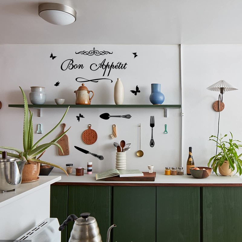 SUPERDANT Wall Sticker with Kitchen Theme Bon Appetit French Vinyl