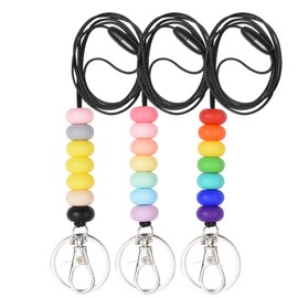 Druibof 3 PCS Breakaway Teacher Lanyard Cute Lanyards for Id Badges Silicone Beaded Lanyard Lightweight Lanyard