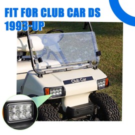 Club Car DS LED Headlight Kit, Factory Style Head Light Kit with Adapter Wire for 12 Volt Club Car DS 1993-Up Golf Cart, Replace OEM # 101988002 101988001