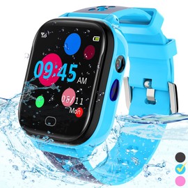 FRLONE Kids Smart Watch Phone - IP67 Smartwatch Boys Girls with Touch Screen 5 Games Camera Alarm SOS Call Digital Watch for 3-13 Years Kids Birthday Gift (Blue)