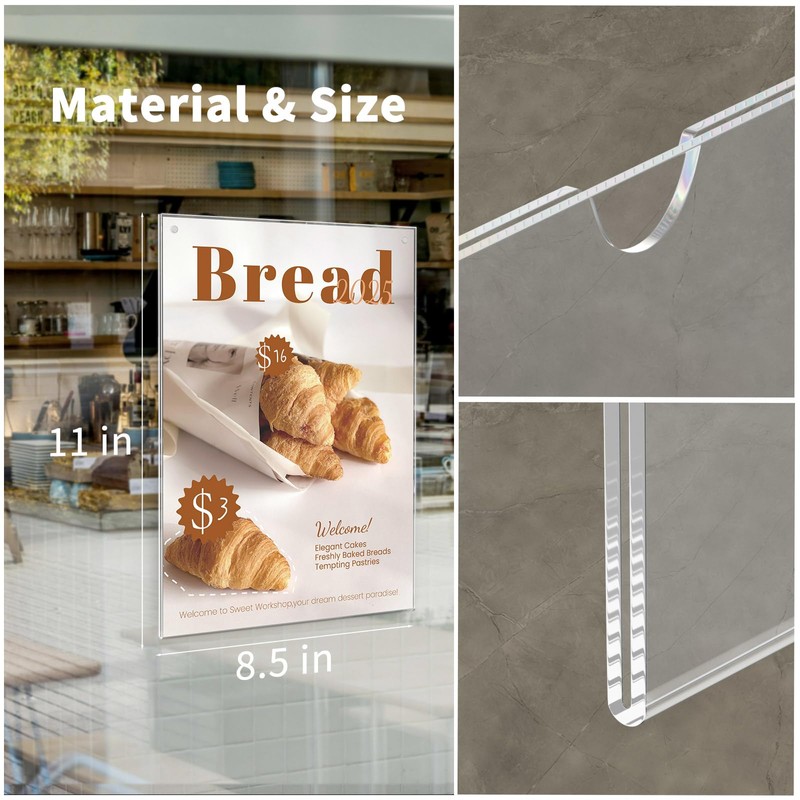 HIIMIEI Acrylic Sign Holder 8.5 x 11 Wall Mount with