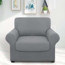 hyha 2 Pieces Chair Covers for Living Room, Chair Slipcovers Stretch Slipcovers for A Separate Cushion Couch Sofa, Armchair Covers Washable Sofa Covers (Armchair, Grey)