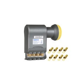 HUMAX Digital Octo-LNB Gold Satellite Universal LNB LTE Filter 8 Participants Including Weather Cover and Gold-Plated F-Connectors for Digital TV in HD, Full HD and 4K UHD, Black/Yellow