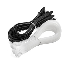 MutecPower Cable Ties 50 cm Long Black & White Nylon Pack of 20 Heavy Duty Holds 80 kg - 8.8 x 500 mm