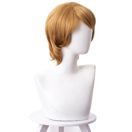abouder Men Brown Cosplay Wig Short Layered Natural Fluffy Hair Wigs for Character Halloween Costume Party