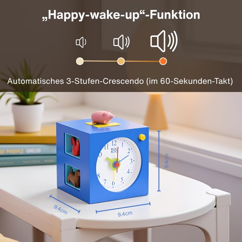 KOOKOO KidsAlarm blue, alarm clock for children including 5 farm