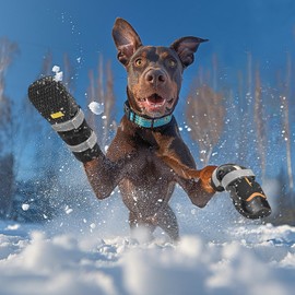 OHCOZZY High Dog Shoes, Deep Waterproof, Dog Boots with V-shaped Tongue for Easy Put on, Paw Protection, Dog Boots, Winter, for Small, Medium and Large Dogs, Pack of 4, M