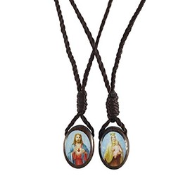 Sacred Heart of Jesus with Our Lady Mt Carmel Catholic Wood Scapular, 5/8 Inch