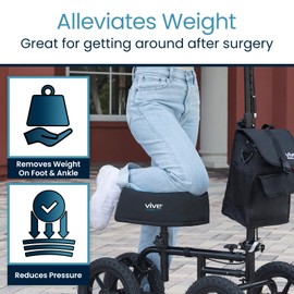 Vive Mobility Knee Walker Padded Gel Cover - Premium Comfort Gel Cushion, Accessory for Knee Scooters, Padded Accessories, Leg Cart Roller Improves Comfort During Injury, Fits Most Knee Trollys (Blue)