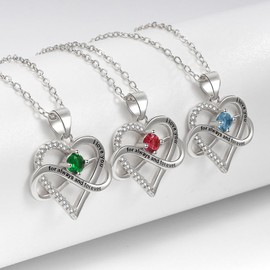 HSAJS Women's Necklace Heart Infinity Sign Birthstone Pendant Chain for Women Jewellery Hypoallergenic Chains Birthday Christmas Mother's Day Valentine's Day, Metal