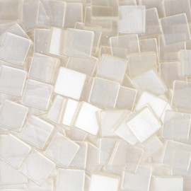 100pcs/25g Resin Glass Square Mosaic Tiles for Crafts, Colorful Stained Glass Pieces for Mosaic Projects, 1x1 cm (Transparent White)