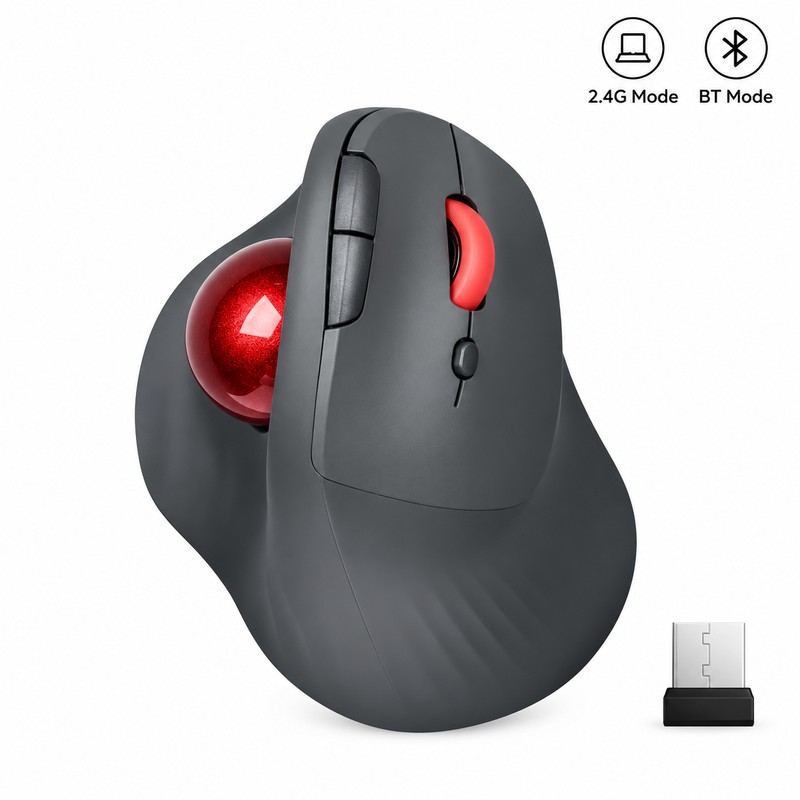 Wireless Trackball Mouse with Dual Bluetooth & 2.4GHz – Rechargeable
