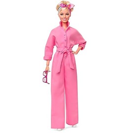 Barbie La Película Muñeca Jumpsuit Rosa con su Peinado recogido desordenado y a la Moda para niñas de 3 años en adelante                              