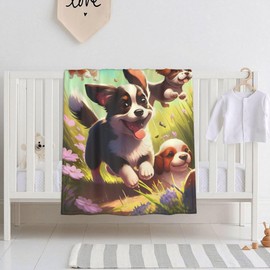 E-RIDES 76x100CM Small Blanket - Puppy Blanket Throw for Nursery, Toddlers and Pets, Cozy and Warm, Ideal for Cribs and Pet Beds - Perfect Newborn Baby Gift