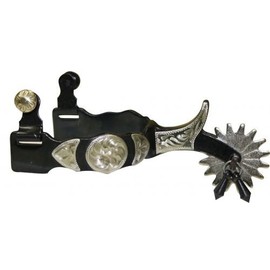 Showman Black Steel Jingle Bob Spurs w/Silver Engraved Accents! New Horse TACK!