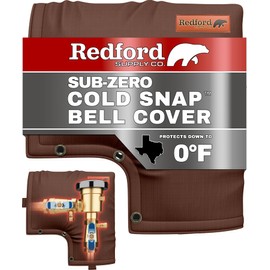 Redford Supply Co. Cold Snap (0°F) Backflow Preventer Insulation Cover, 15" W x 16" H, Pipe Insulation, Water Sprinkler Covers for Outside, Sprinkler Backflow Cover for Winter, Well Pump Bag (Brown)