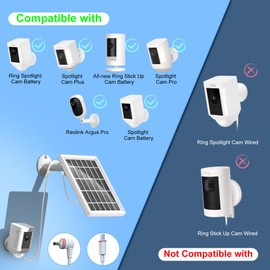 Solar Panel for Ring Camera, Solar Panel for Ring Spotlight Cam Plus/Pro/Battery and Ring Stick Up Cam Battery, 6V 3W Solar Panel with 13.1Ft Fast Charging Cable, USB-C and DC3.5mm Ports