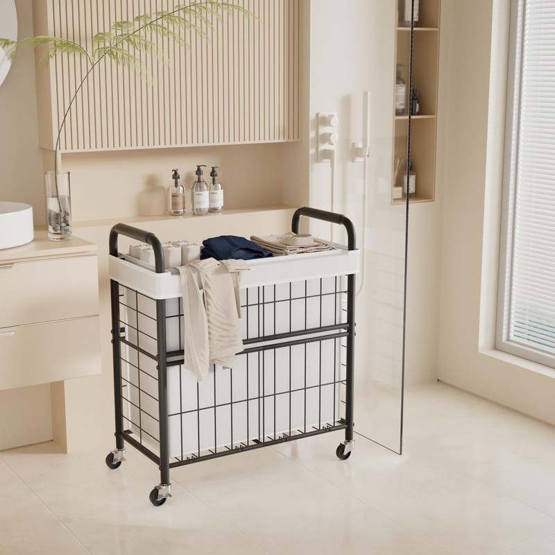 Laundry Hamper 3 Section, 145L Rolling Laundry Sorter Basket with