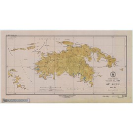 St. John, US Virgin Islands 1948 - Vintage Map Reproduction - Nautical Decor - Wall Art (13"x19")