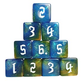 10 PC D6 dice 16mm Acrylic Dice Set for RPG MTG DND Dice Table Games and Board Games (Cyan+Blue)