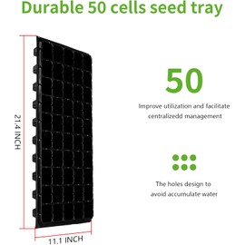 bvya Paquete de 10 bandejas Profundas para plántulas de 50 Celdas, Gruesas y duraderas, para semilleros de 50 Celdas y para germinación de plántulas.