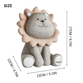 Cute Lion Money Box, Piggy Bank Children, Shatterproof Resin Piggy Bank, Small Money Box, Exquisite Look of a Little Lion, Suitable as a Birthday Gift, Anniversary Gift (Grey)