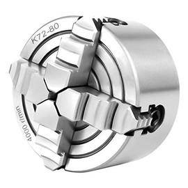 Lathe Chuck, K72-80 4 Jaw 3.15 Inch 4000r per min Independent and Reversible Jaw Metal Lathe Chuck Turning Machine Accessories with 1 Hex Wrench and 3 Screws