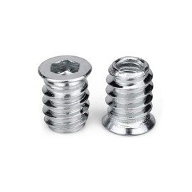 DOJA Industrial, Threaded Sleeve, Pack 40, 8 x 15 mm, Screw-In Sleeves, Galvanised, Threaded Bushing, Screw-In Nut, Hexagon Socket for Wood, Drive-In Nut Thread Insert