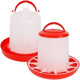 Set of 2 Chicken, Automatic Water Supply, Automatic Feeder, Bird, Water Supply, Feeder, Chick, Bait Stand, Flat Bar, Free-range, Duck, Camo, Chicken, Quail, Plastic, Dome Shape, Portable, Automatic