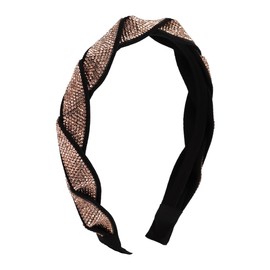 Fashion Headband Women's Hair Accessories - Acrylic Chain, Bohemian Rattan Straw, Girls Hairband (Rhinestone Braided Headband - Taupe 2)