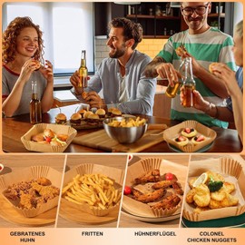 ZENSUKYE Forro de Papel Desechable para Freidora de Aire, 20-24 cm 100 Pack Revestimiento de Papel Desechable, Papel para Freidora de Aire Cuadrado para Freidora de Aire,Freidoras,Hornos,Microondas